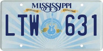 MS license plate LTW631