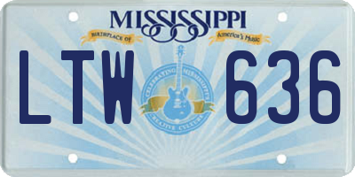 MS license plate LTW636