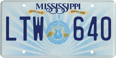 MS license plate LTW640
