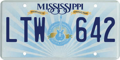 MS license plate LTW642
