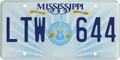 MS license plate LTW644