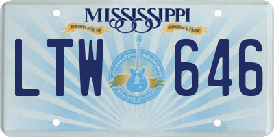 MS license plate LTW646