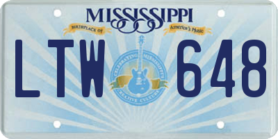 MS license plate LTW648