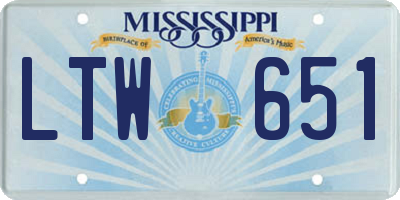 MS license plate LTW651