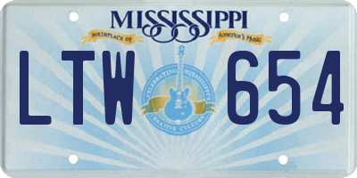 MS license plate LTW654