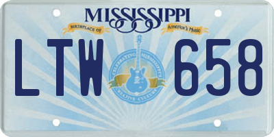 MS license plate LTW658