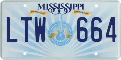 MS license plate LTW664