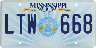 MS license plate LTW668