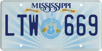 MS license plate LTW669