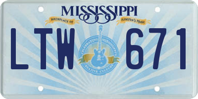 MS license plate LTW671