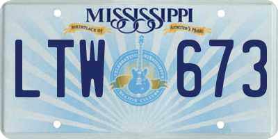 MS license plate LTW673