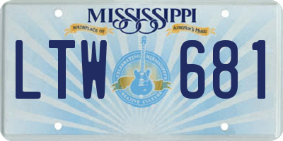 MS license plate LTW681