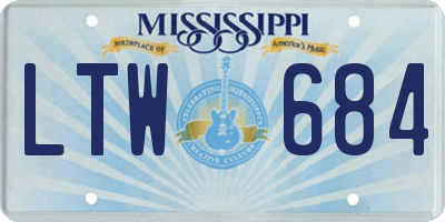 MS license plate LTW684