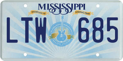 MS license plate LTW685