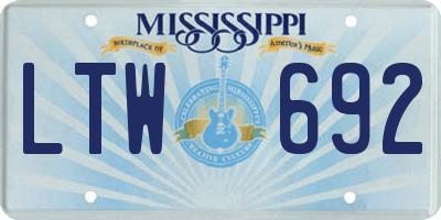 MS license plate LTW692