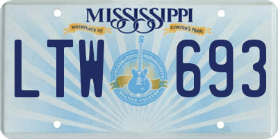 MS license plate LTW693