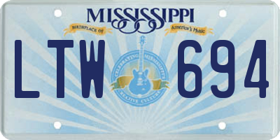 MS license plate LTW694