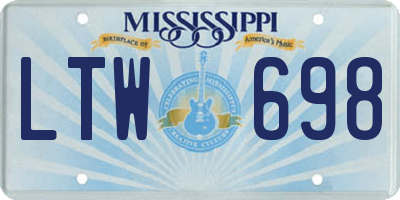 MS license plate LTW698