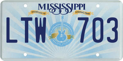 MS license plate LTW703