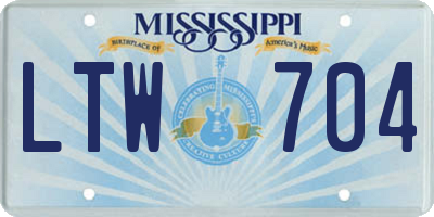 MS license plate LTW704