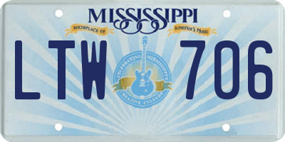 MS license plate LTW706