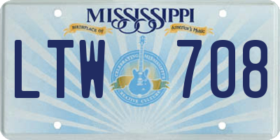 MS license plate LTW708