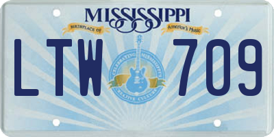 MS license plate LTW709