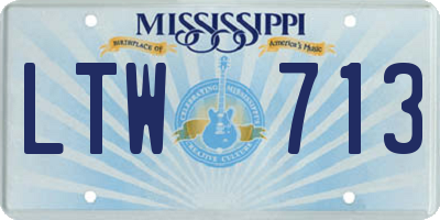 MS license plate LTW713