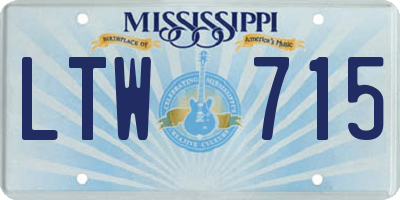 MS license plate LTW715