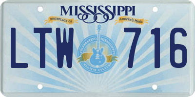 MS license plate LTW716