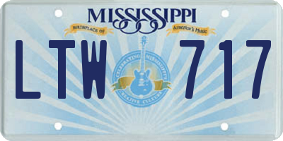 MS license plate LTW717