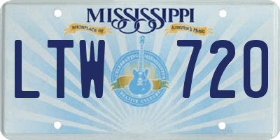 MS license plate LTW720