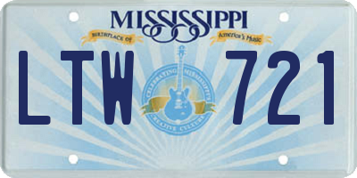 MS license plate LTW721
