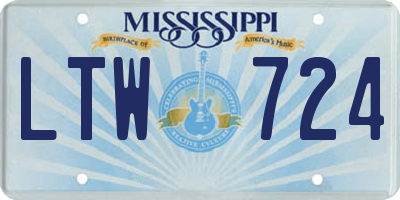 MS license plate LTW724