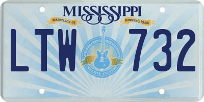 MS license plate LTW732