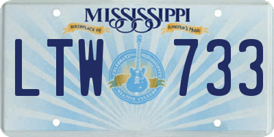 MS license plate LTW733