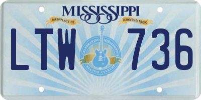 MS license plate LTW736