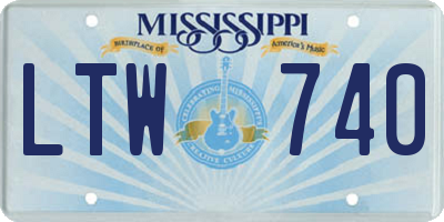 MS license plate LTW740