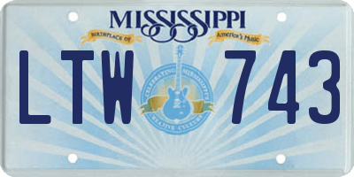 MS license plate LTW743