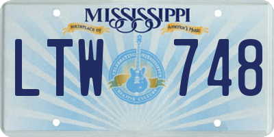 MS license plate LTW748