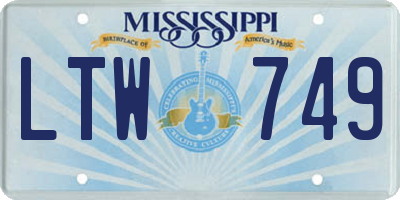 MS license plate LTW749