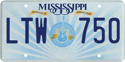 MS license plate LTW750