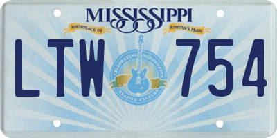 MS license plate LTW754