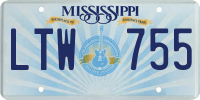 MS license plate LTW755