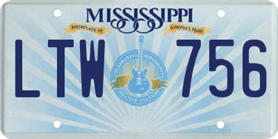 MS license plate LTW756