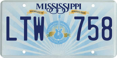 MS license plate LTW758