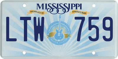 MS license plate LTW759