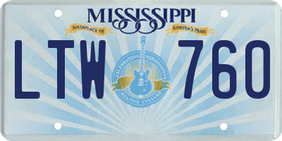 MS license plate LTW760