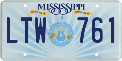 MS license plate LTW761
