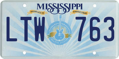 MS license plate LTW763